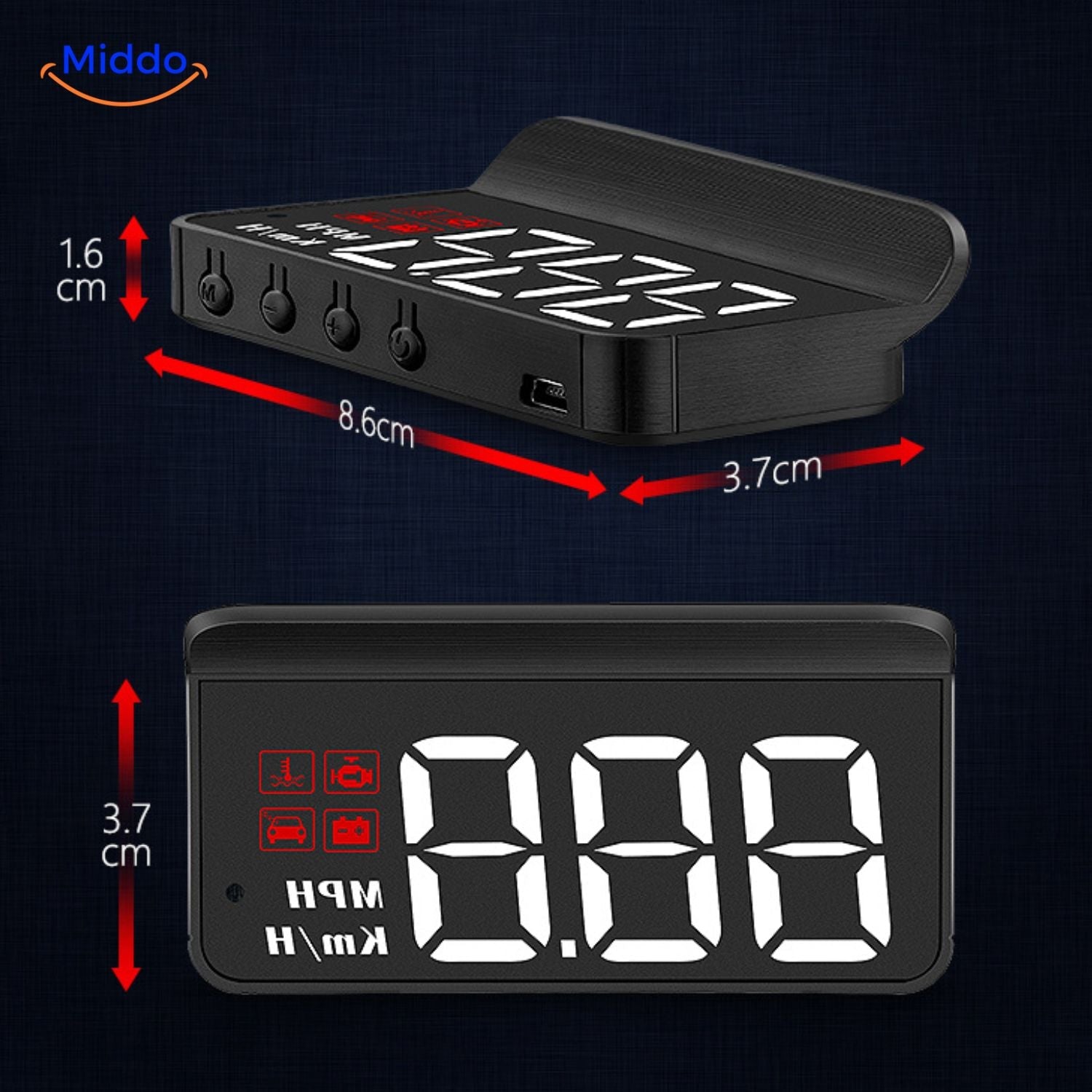 Visiopro M3 HUD Geschwindigkeitsmesser mit klarem LED-Display Auto middo.nl