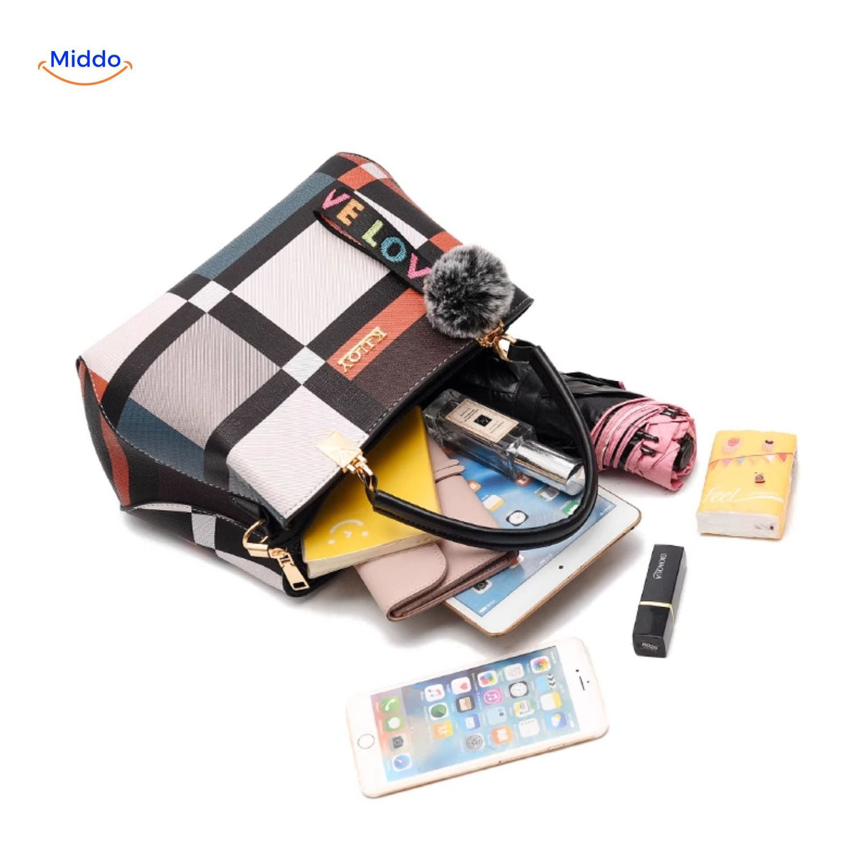 VivaLuxe Tote mit allem darin eine gemütliche Handtasche www.middo.de