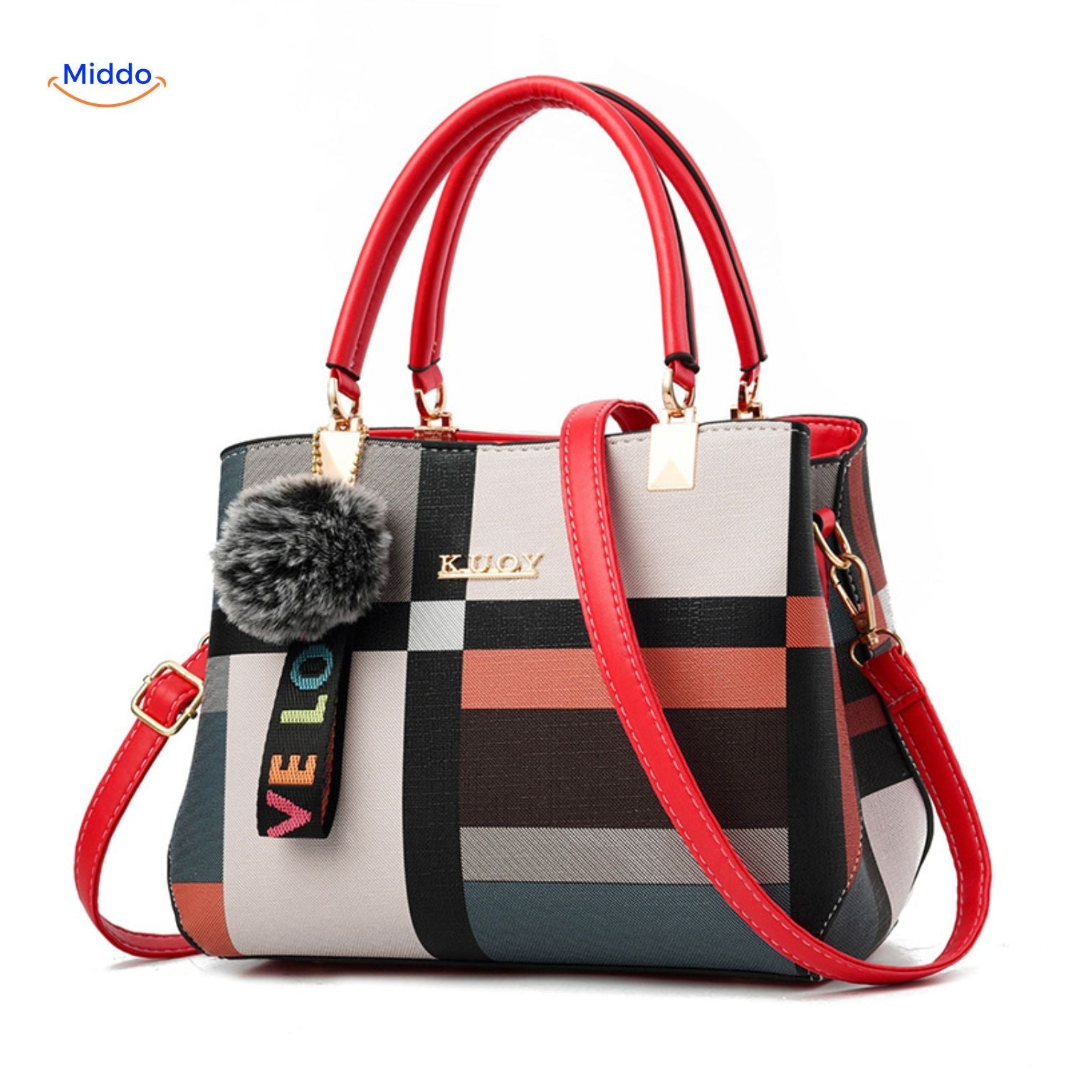 VivaLuxe Tote mit Pompon farbenfrohes Blumenmuster www.middo.nl