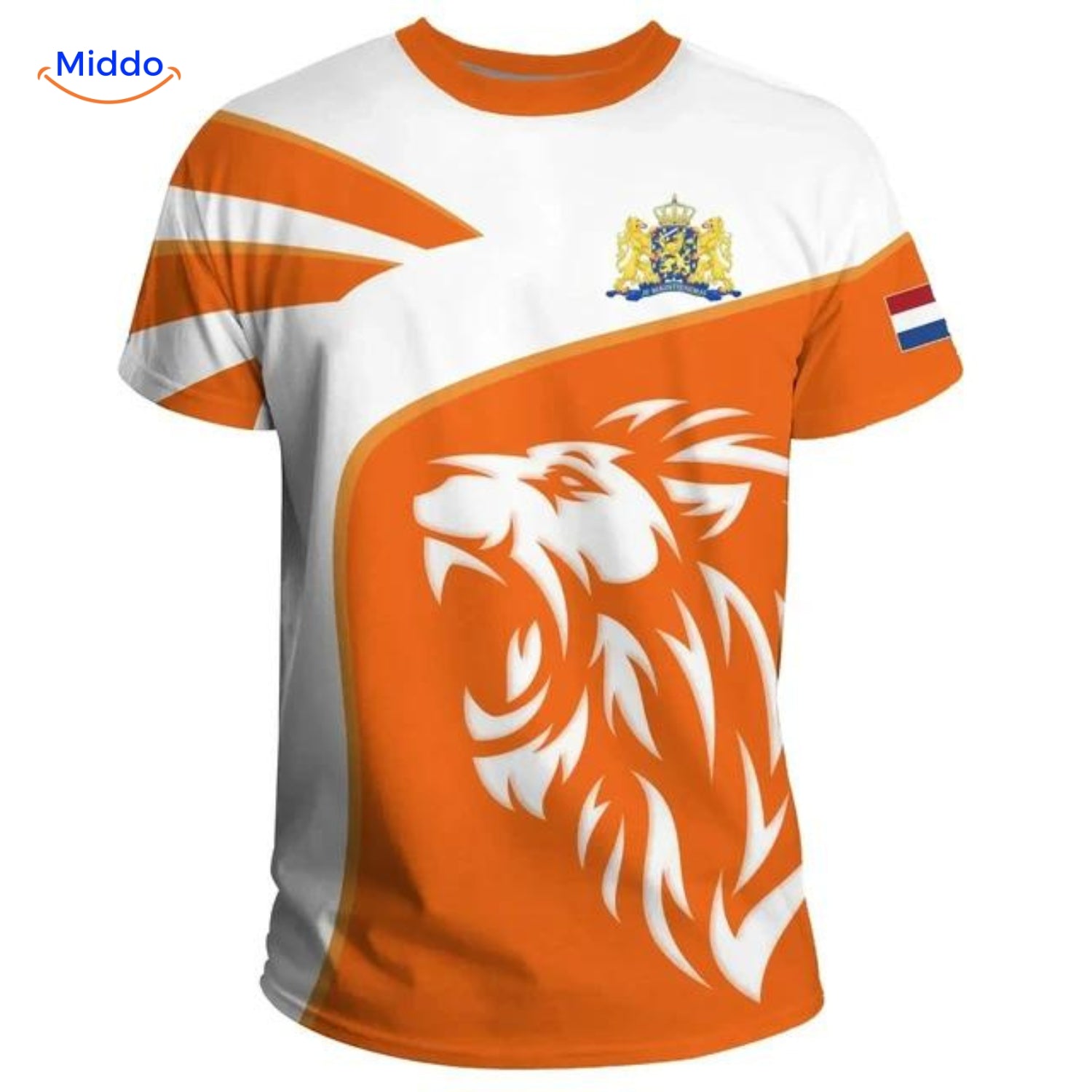 Oranges T-Shirt mit stilvollem Golf- und Löwendesign, feiere die EM 2024 mit Stil.