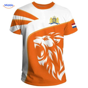 Oranges T-Shirt mit stilvollem Golf- und Löwendesign