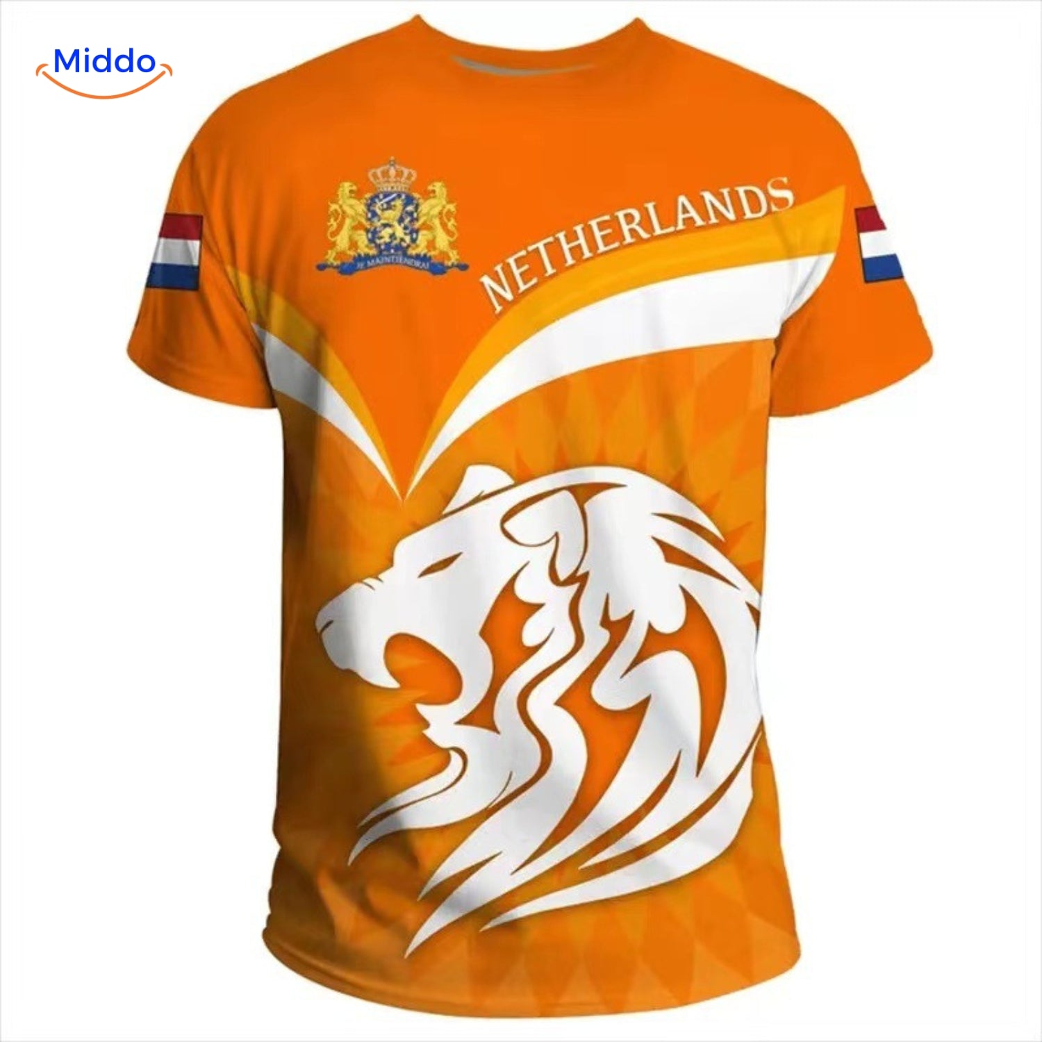 Oranje-Fan T-Shirt mit abstraktem Löwen, feiern Sie die Niederlande bei der EM 2024.