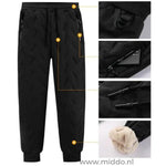 Schwarze Thermohose mit Fleece-Futter und Details