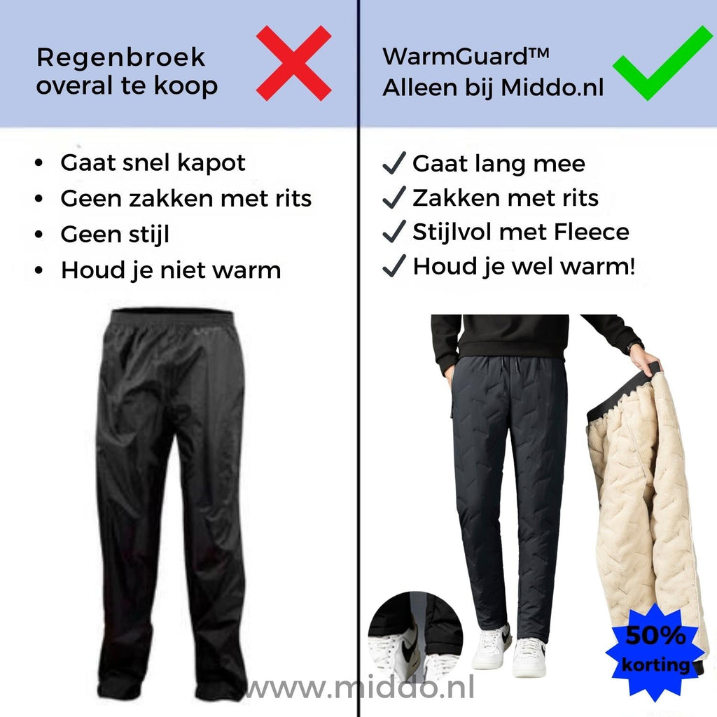 Vergleichstabelle Regenhose und WarmGuard Thermohose