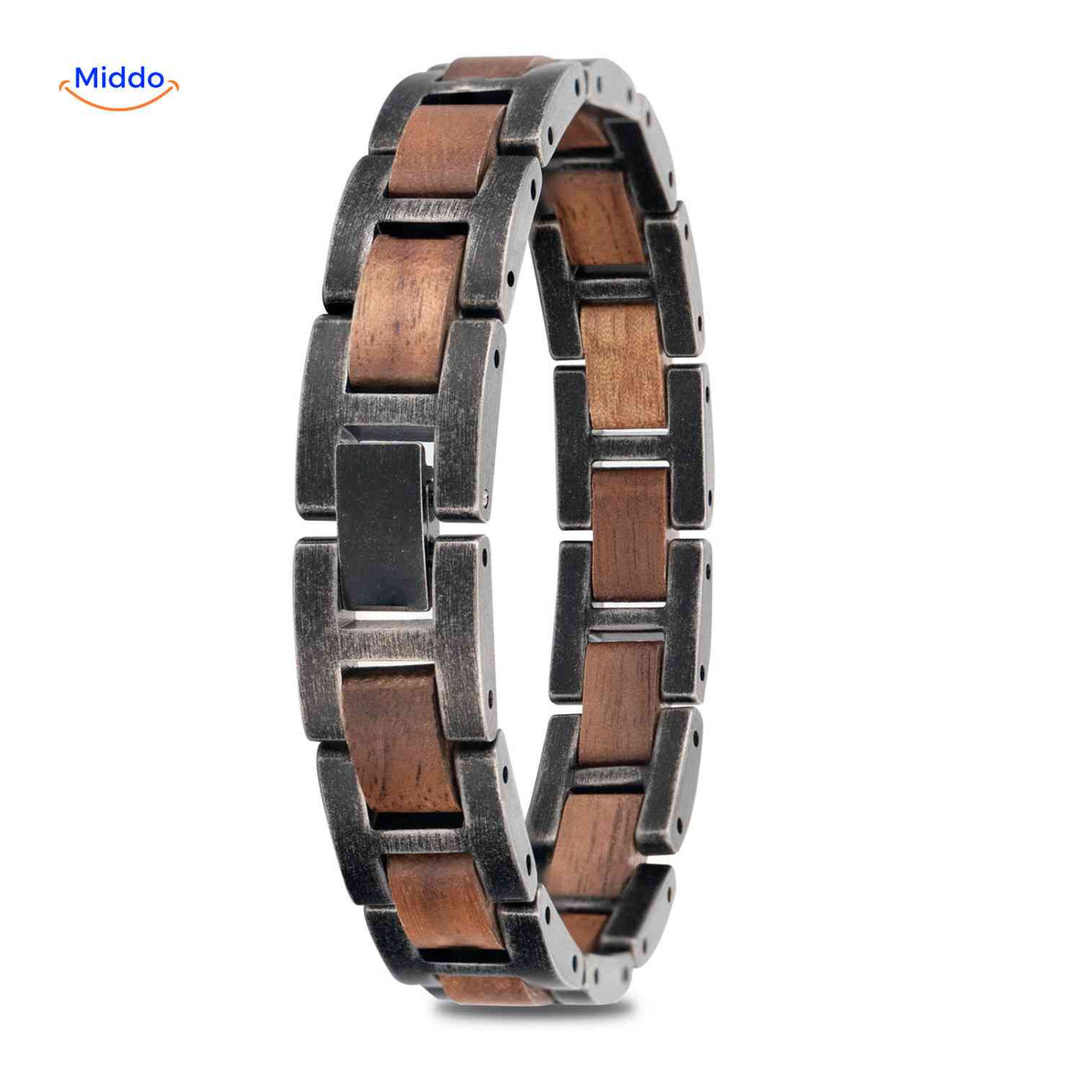 Woodforge Armband – Herrenarmband aus Holz mit metallenen Gliedern www.middo.de