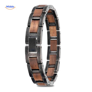 Woodforge Armband – Herrenarmband aus Holz mit metallenen Gliedern www.middo.de