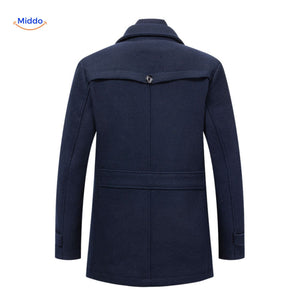 WoolGuard Doppelte Kragen Rückseite Dunkelblaue Jacke