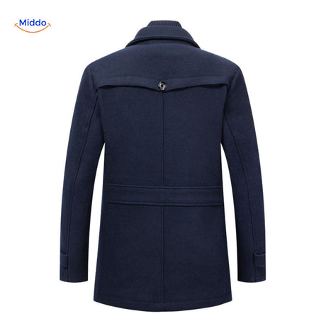 WoolGuard Doppelte Kragen Rückseite Dunkelblaue Jacke