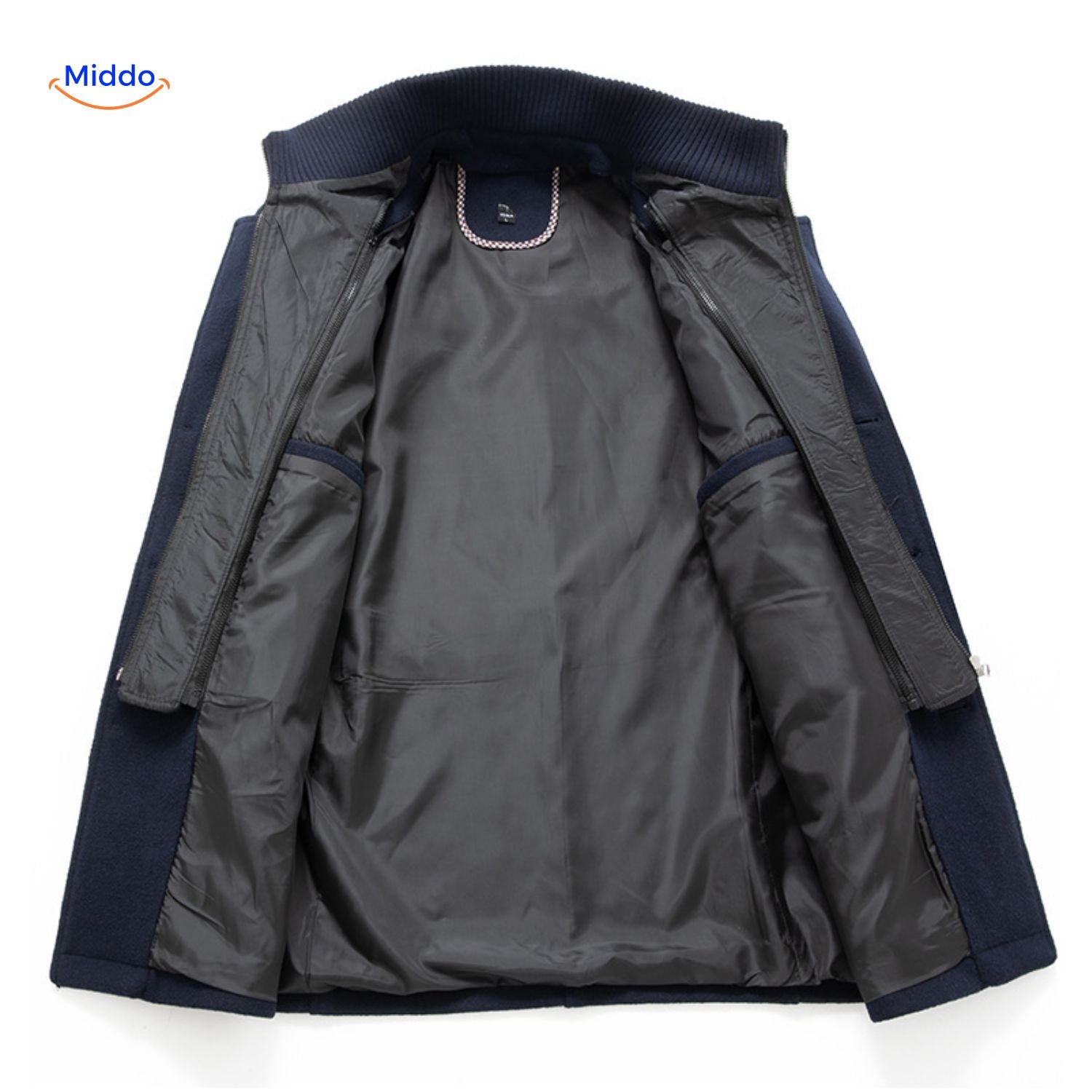 WoolGuard Doppelte Kragen Innenfutter Dunkelblaue Jacke
