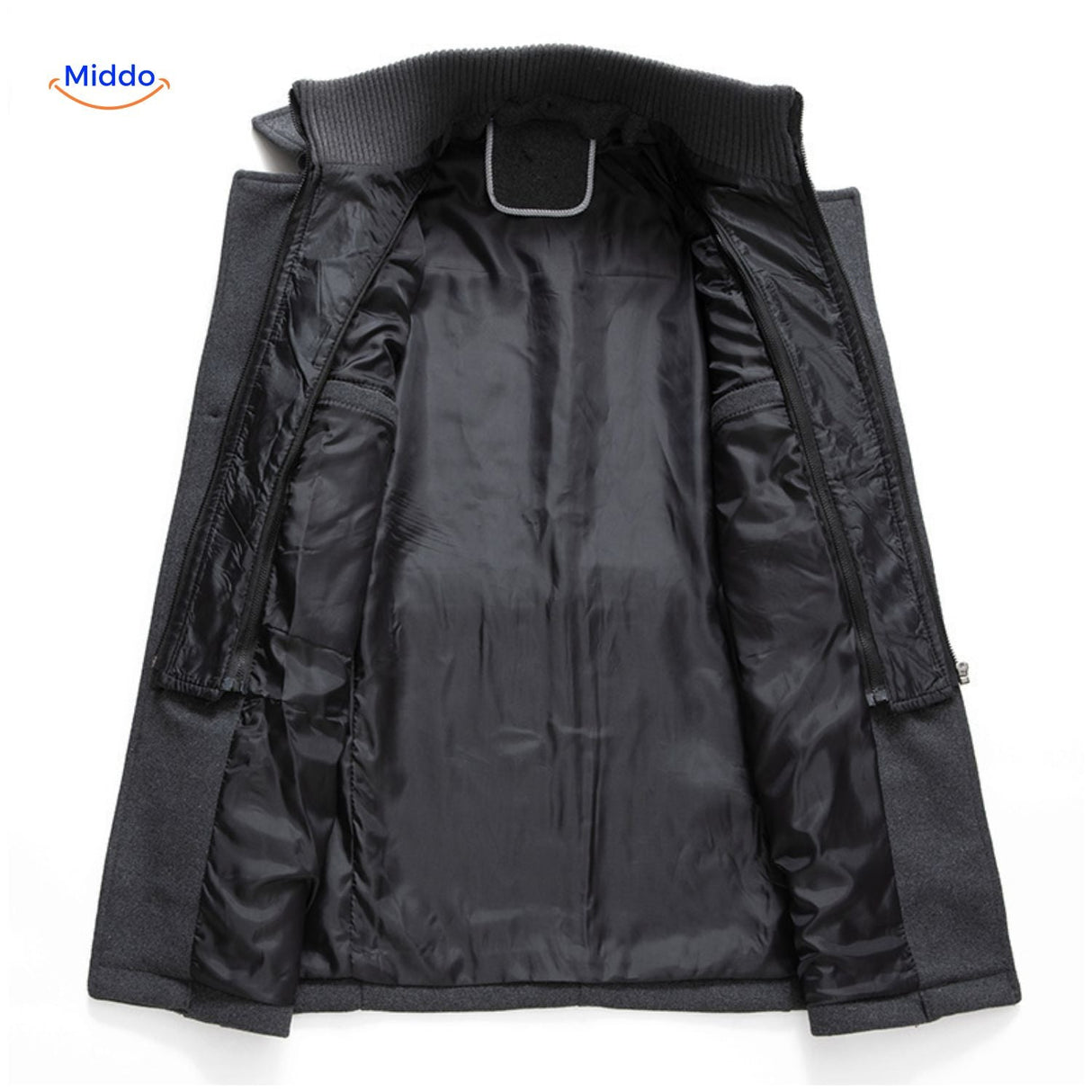 WoolGuard Doppelte Kragen Innenseite Graue Jacke