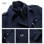 WoolGuard Doppelkragen Details Dunkelblaue Jacke