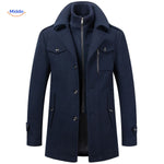 WoolGuard Doppelkragen Dunkelblaue Winterjacke