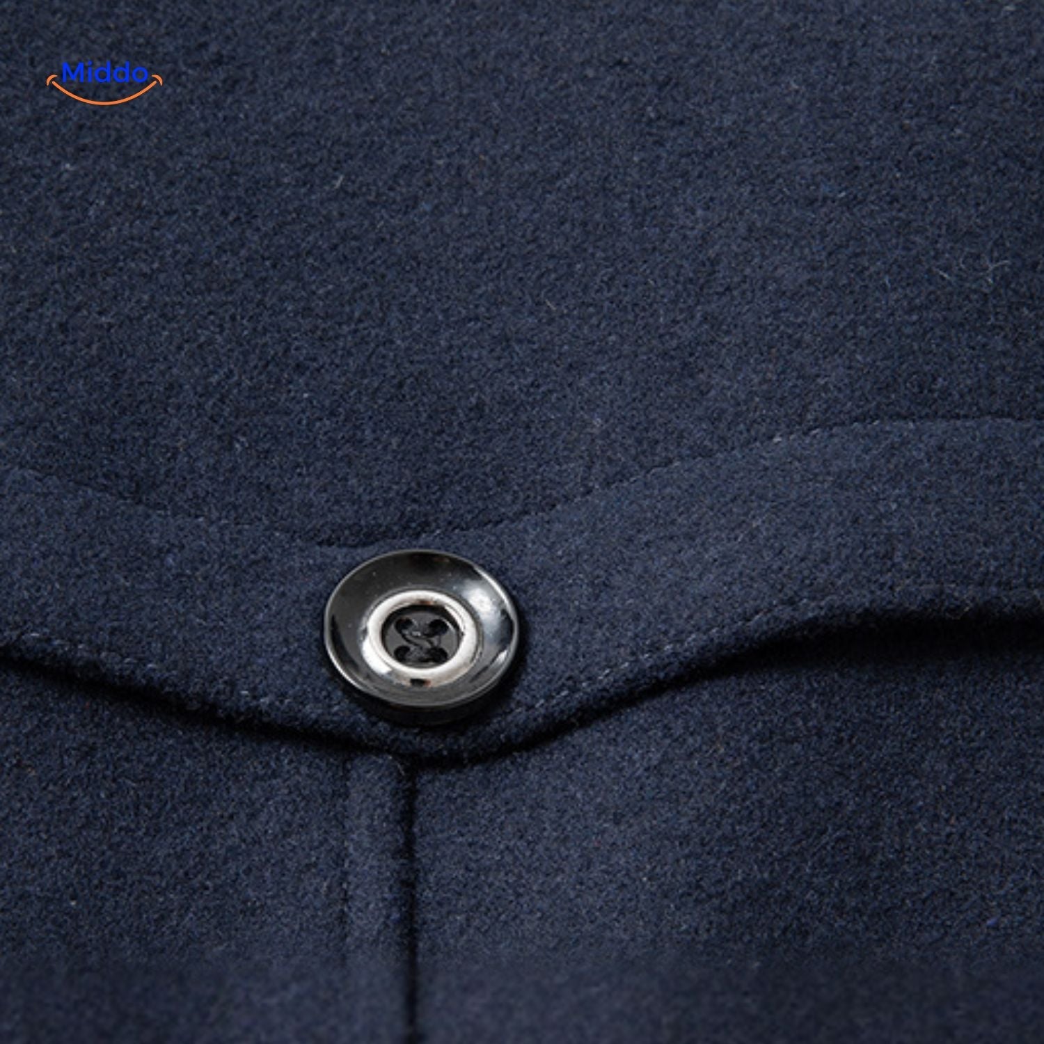 WoolGuard Doppelkragen Knopfdetail Dunkelblaue Jacke Aktualisiert
