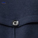 WoolGuard Doppelkragen Knopfdetail Dunkelblau Mantel