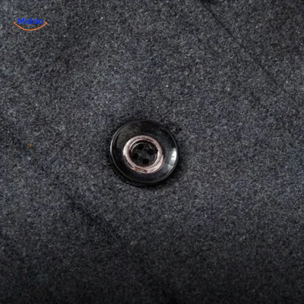 WoolGuard Doppelkragen Knopfdetail Graue Jacke