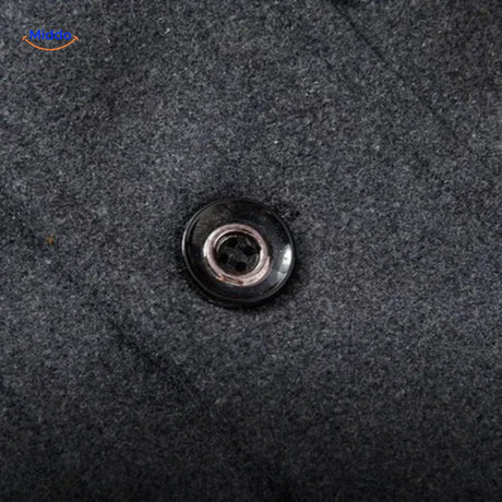 WoolGuard Doppelkragen Knopfdetail Graue Jacke