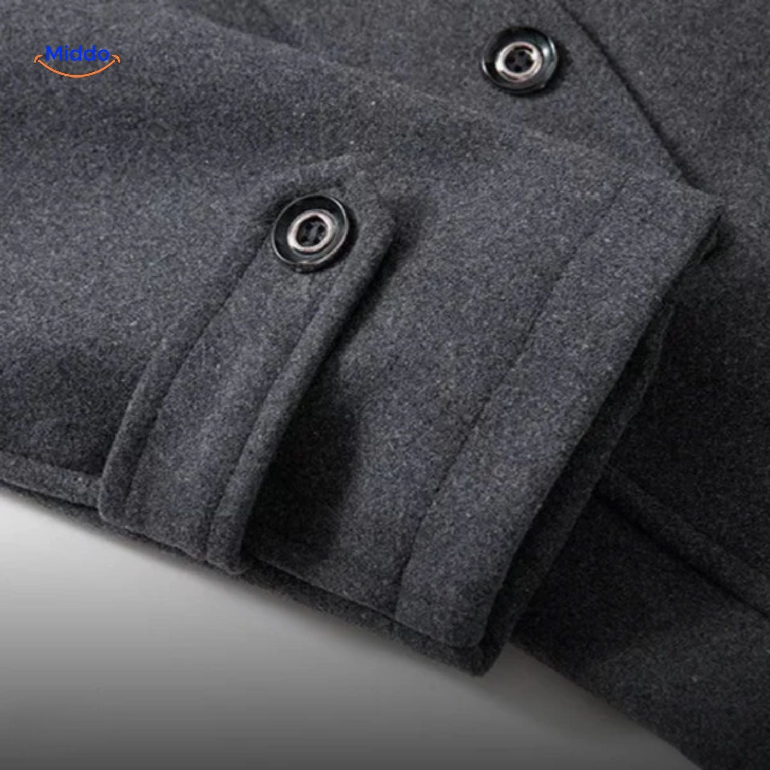 WoolGuard Doppelkragen Ärmeldetail Graue Jacke