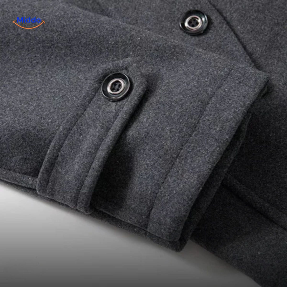 WoolGuard Doppelkragen Ärmeldetail Graue Jacke