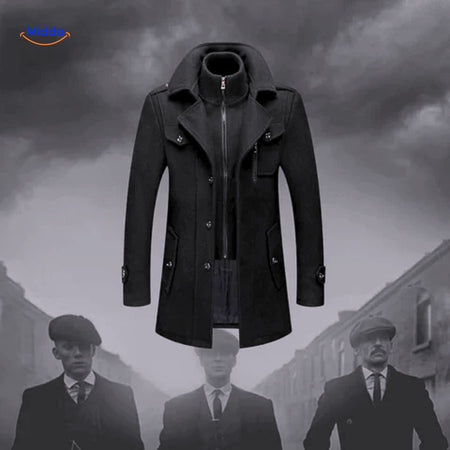 WoolGuard™ Peaky Blinders Winterjacke | Luxuriöser Doppelkragen-Trenchcoat für Herren – Warm & Stilvoll für den Winter