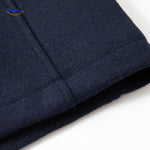 WoolGuard Doppelkragen Stoffdetail Dunkelblauer Mantel