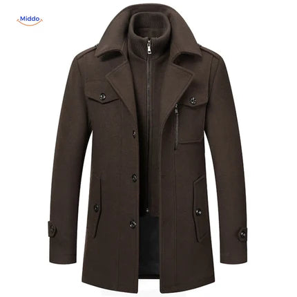 WoolGuard™ Peaky Blinders Winterjacke | Luxuriöser Doppelkragen-Trenchcoat für Herren – Warm & Stilvoll für den Winter