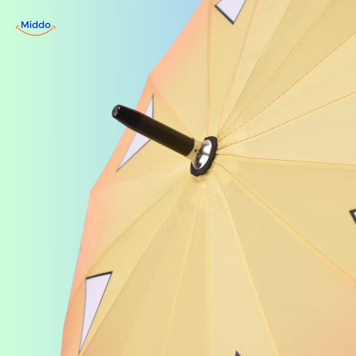 ZenBrella Anime-Regenschirm Gelber Regenschirm Detail der Oberseite