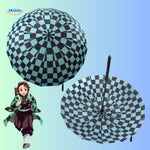 ZenBrella Anime-Regenschirm, grüner und schwarzer Regenschirm, Draufsicht mit Charakter middo.nl