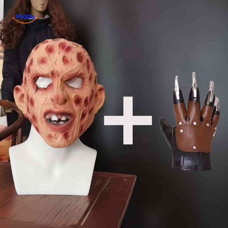 Zombiora Maske mit roten Punkten und Klaue-Hand – Jetzt entdecken auf www.middo.de!