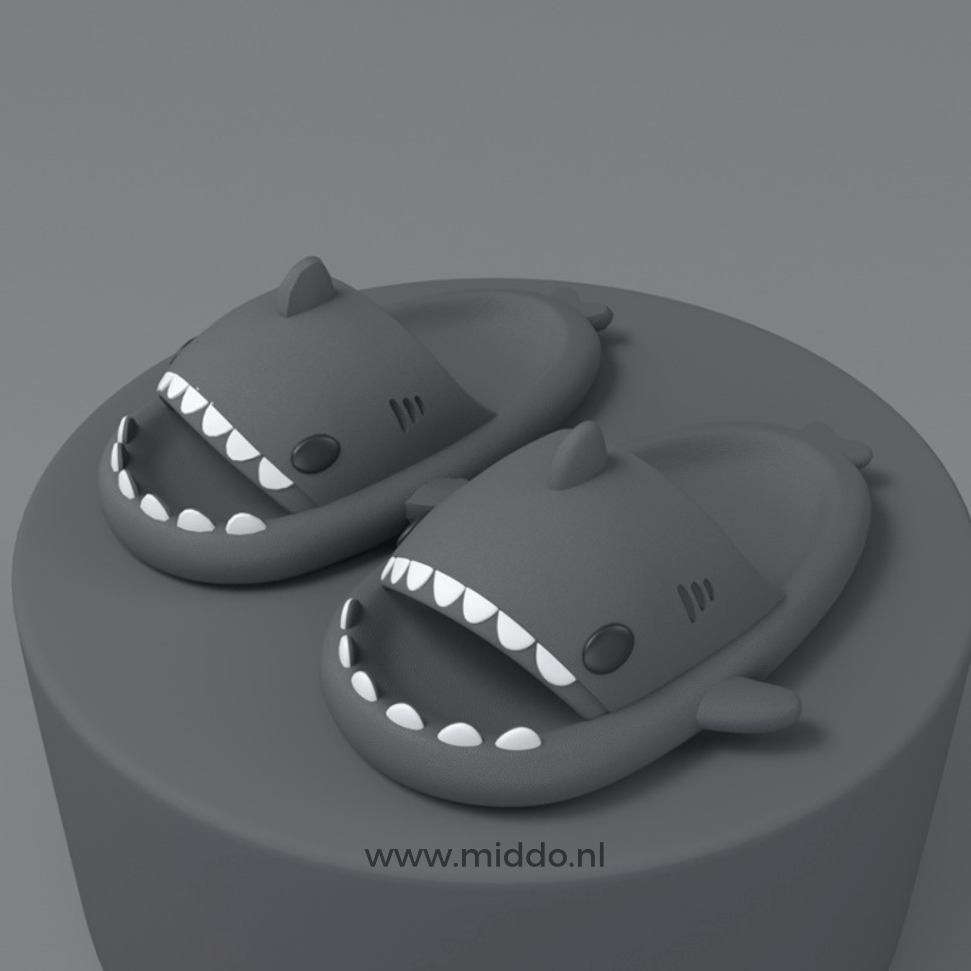 ZomerSharkies mint und schwarze Flip-Flops auf mintgrünem Hintergrund - www.middo.nl