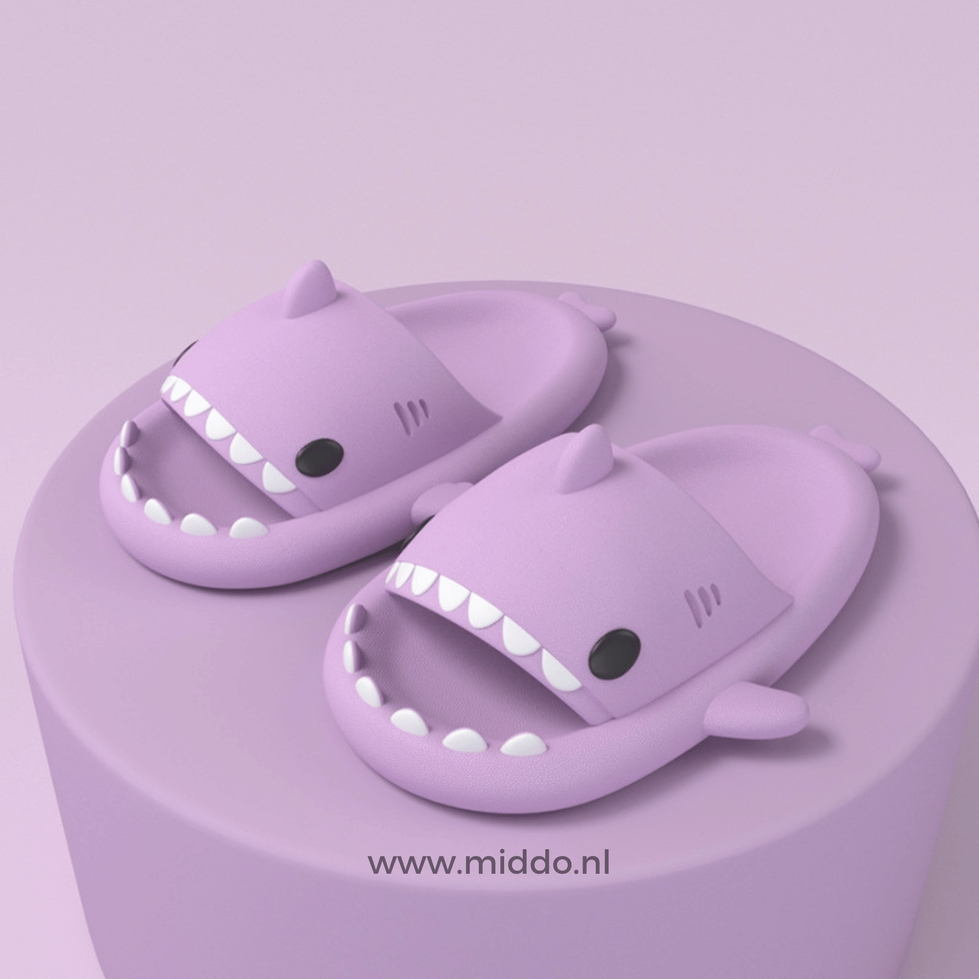 ZummerSharkies lila Flip-Flops auf lila Hintergrund - www.middo.nl