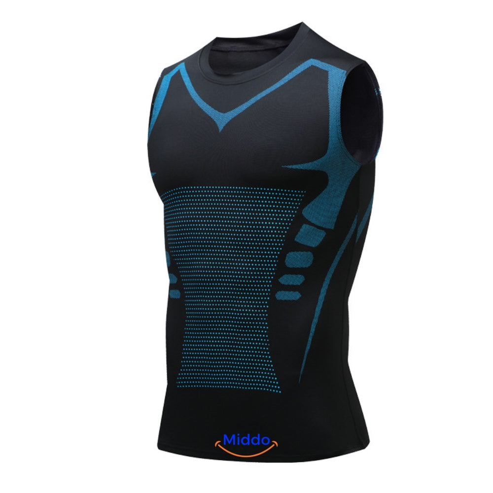 Schwarz-blaues VitaBoost PowerVest Kompressionsshirt