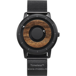 Magnetische Uhr mit Holz-Zifferblatt und Armband