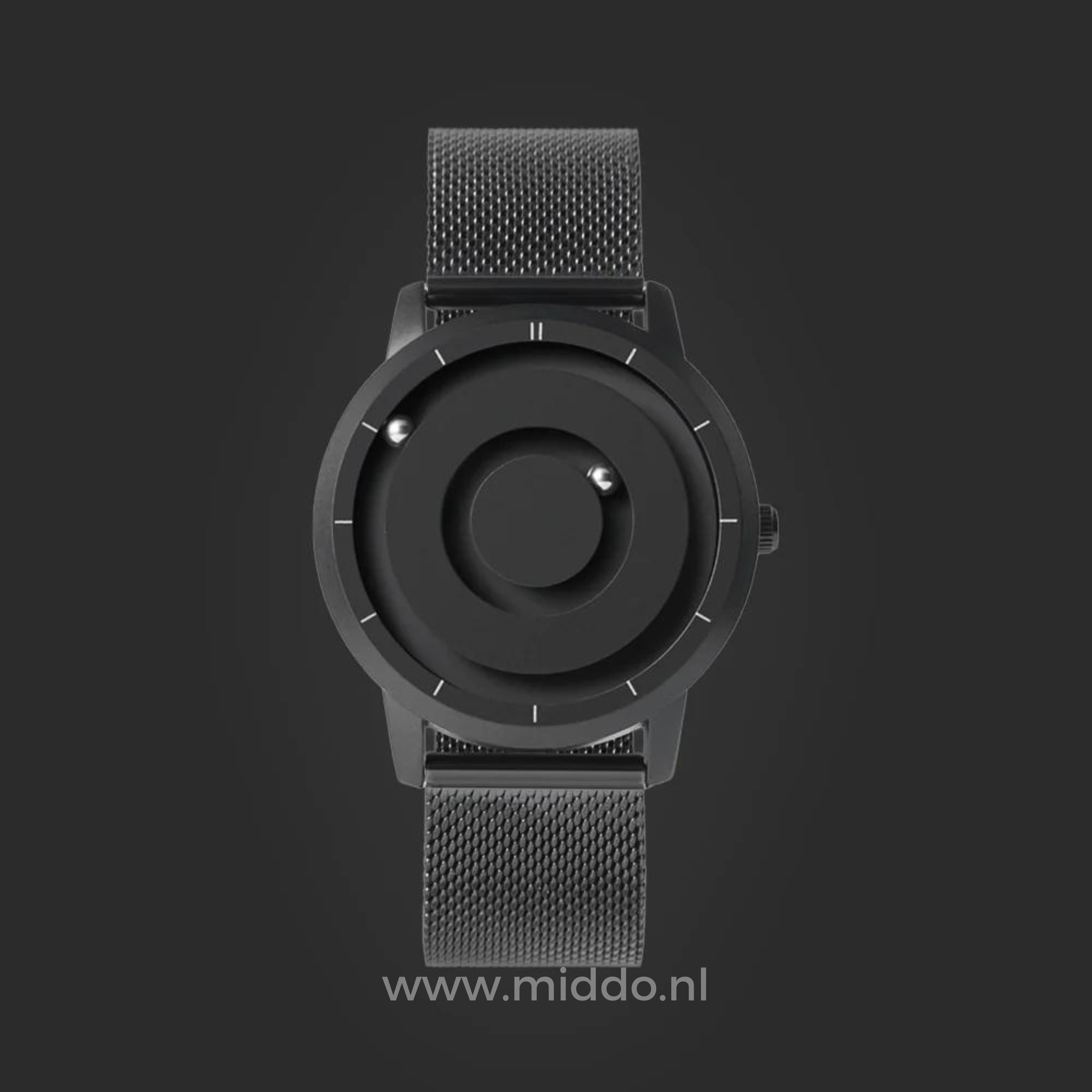 Schwarze Magnetique Uhr auf einem dunklen Hintergrund