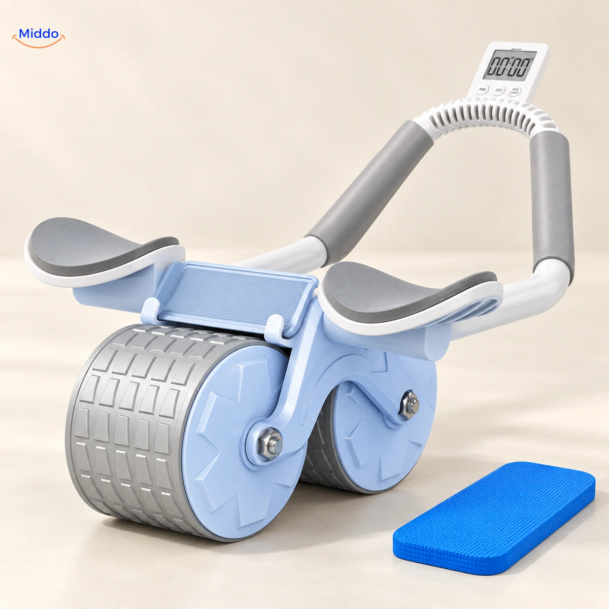 AbWheel Pro™ – Grau Blau mit Timer
