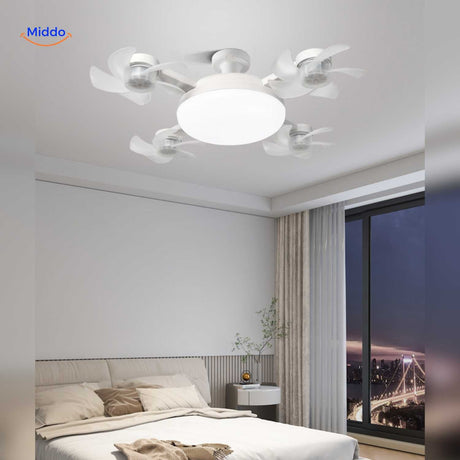 AeroGlow Ventilatorlampe Deckenleuchte mit vier Mini Ventilatoren und LED Licht