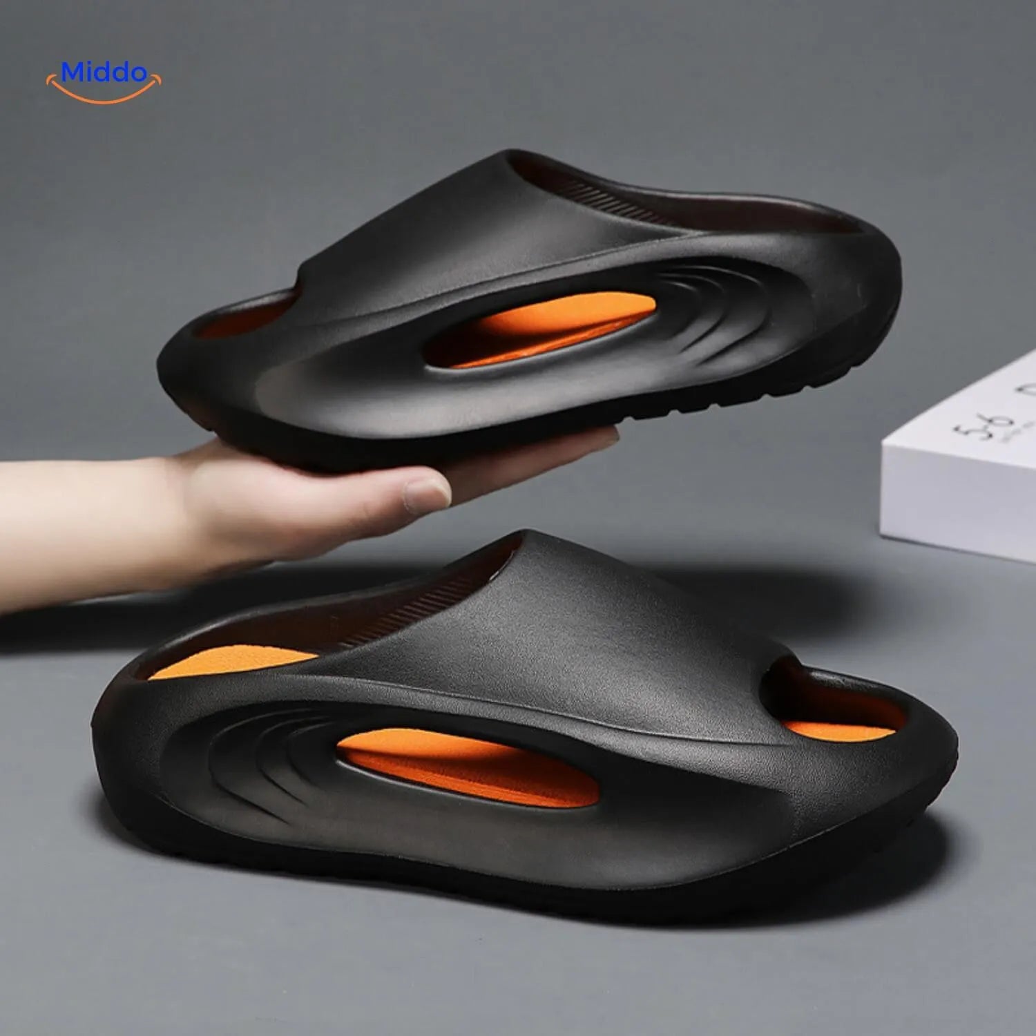 Aerostep Comfort Sport Sandalen Schwarz Orange Farbe