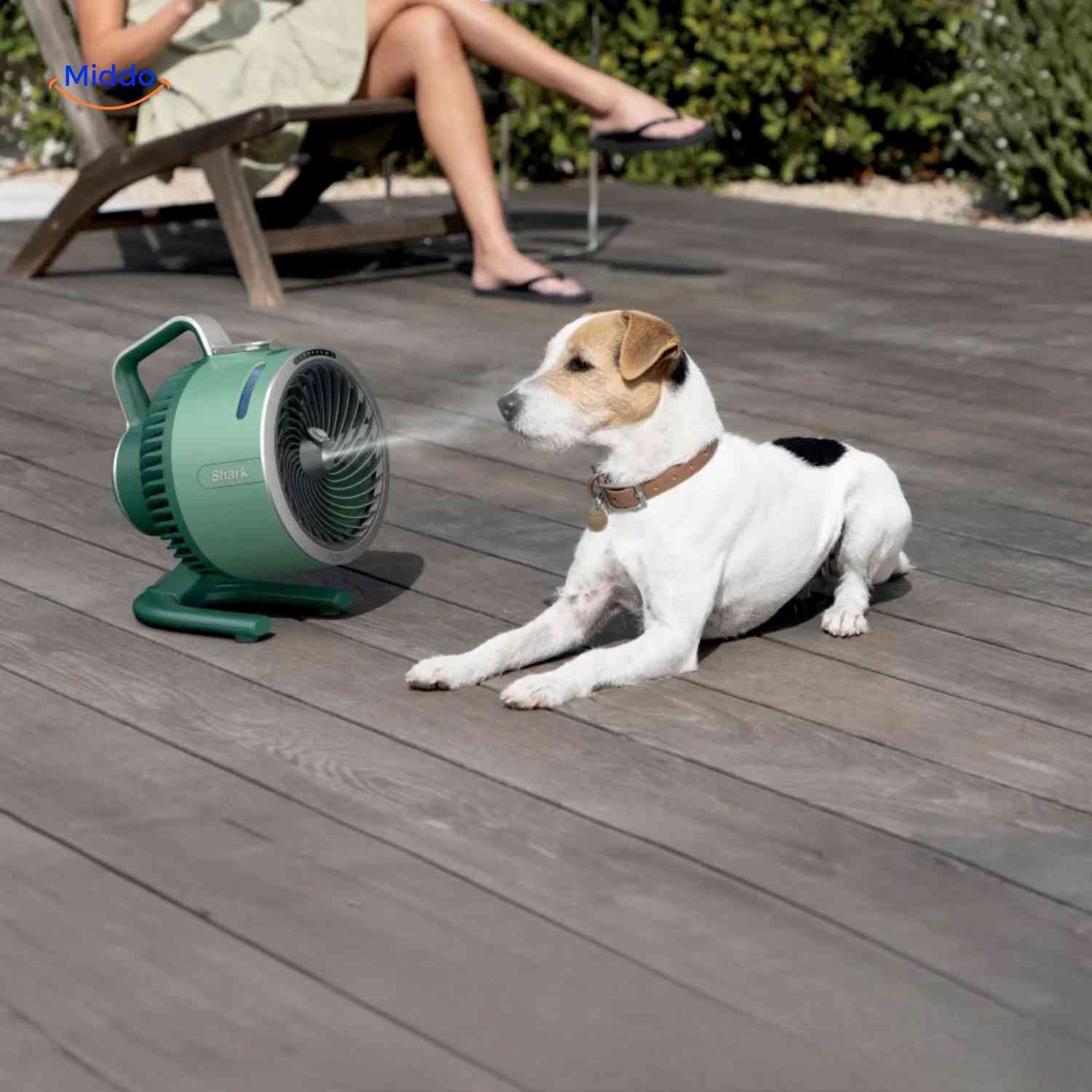 Airstream Ventilator Grüner Außenventilator mit Vernebler für Haustiere www.middo.nl