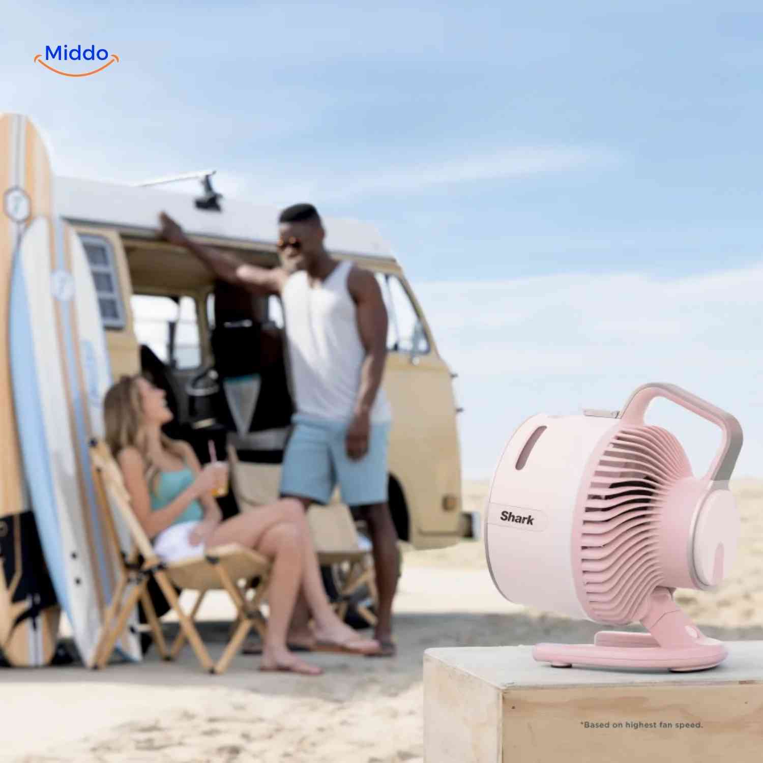 Airstream Ventilator Pink Strandventilator mit Handgriff für Reisen www.middo.nl