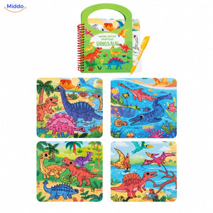 AquaDraw Dinosaurier Wassermalbuch mit grünem Einband