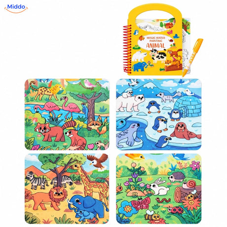AquaDraw Tiere Wassermalbuch mit gelbem Einband