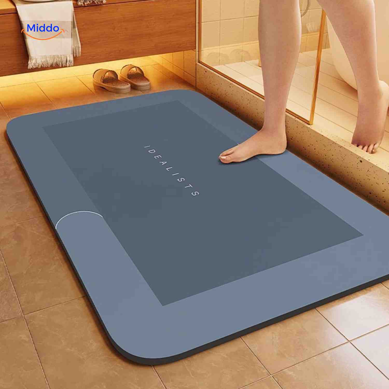 Aquastep Badematte rechteckig in Blau-Grau