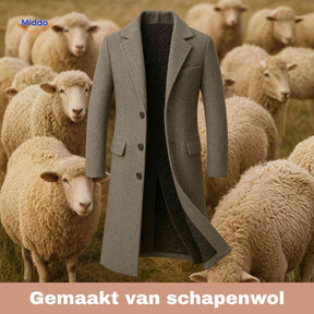 Detail der Ashford™ grauen Schafwoll-Herrenjacke, Trenchcoat inspiriert von Peaky Blinders