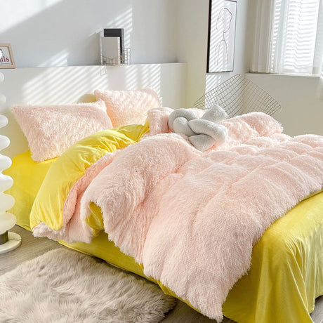 Teddy Fluffy Fleece-Bettwäsche in Babyrosa