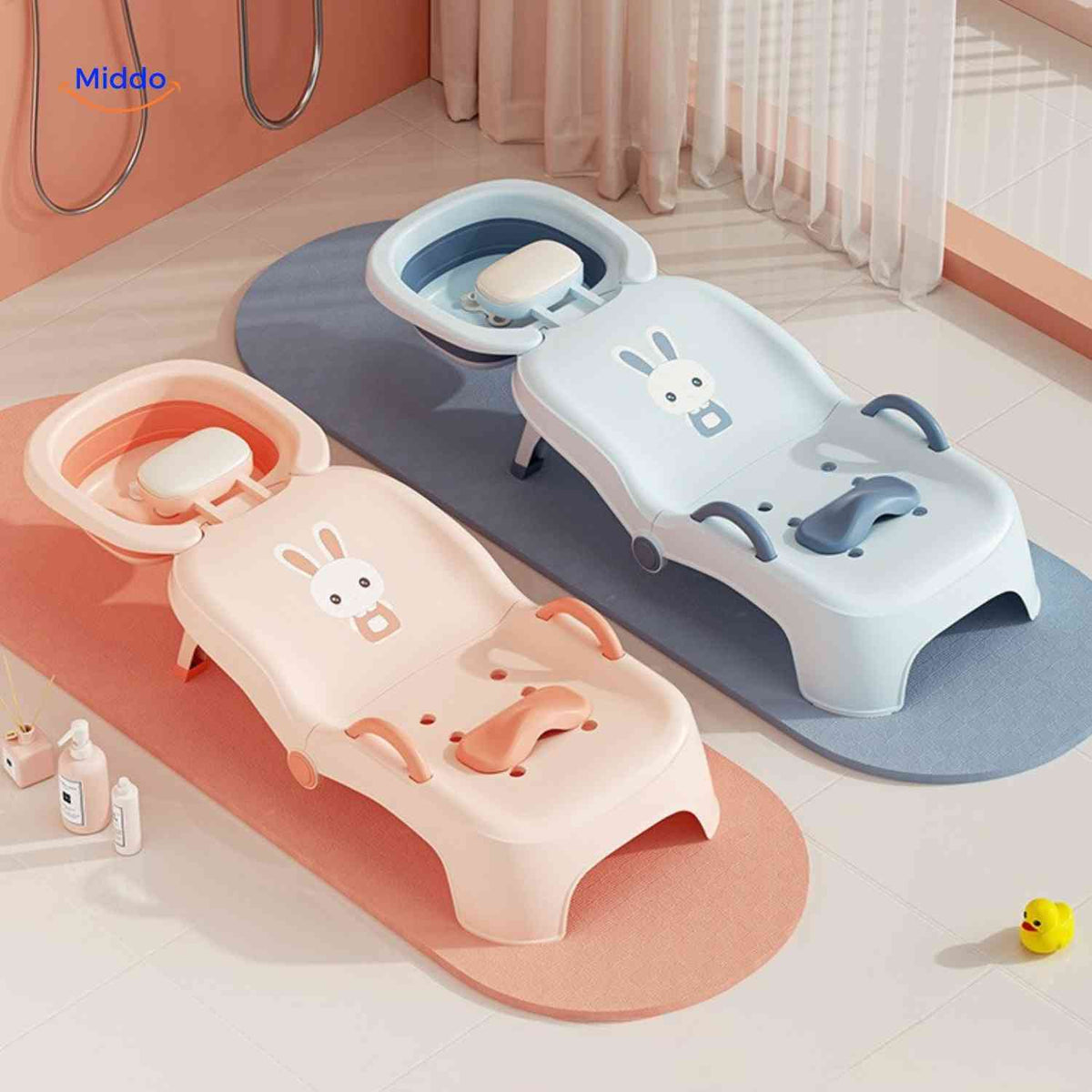 babysEase Baby Badewannensitz in zwei Farben: Blau und Aprikose | www.middo.de