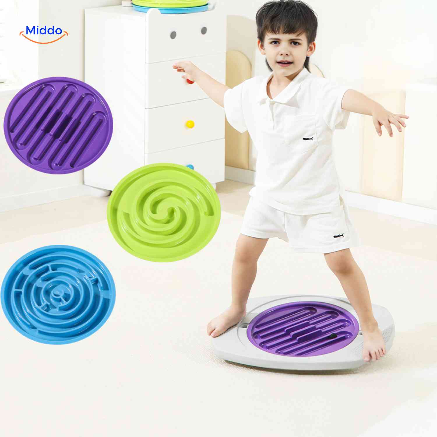 Balancio Brettspiel Kinderspielzeug mit austauschbaren Labyrinthscheiben zur Koordinationstraining www.middo.de
