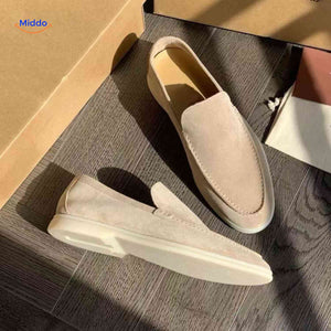 beckwin Loafers beige Wildleder Slip-On mit cremefarbener Sohle