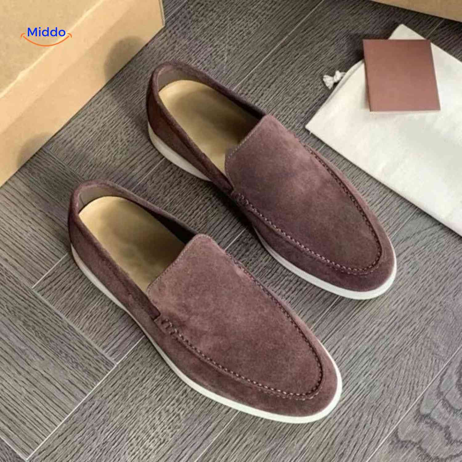 beckwin Loafers dunkelbraun Wildleder Slipper Herrenschuh www.middo.nl