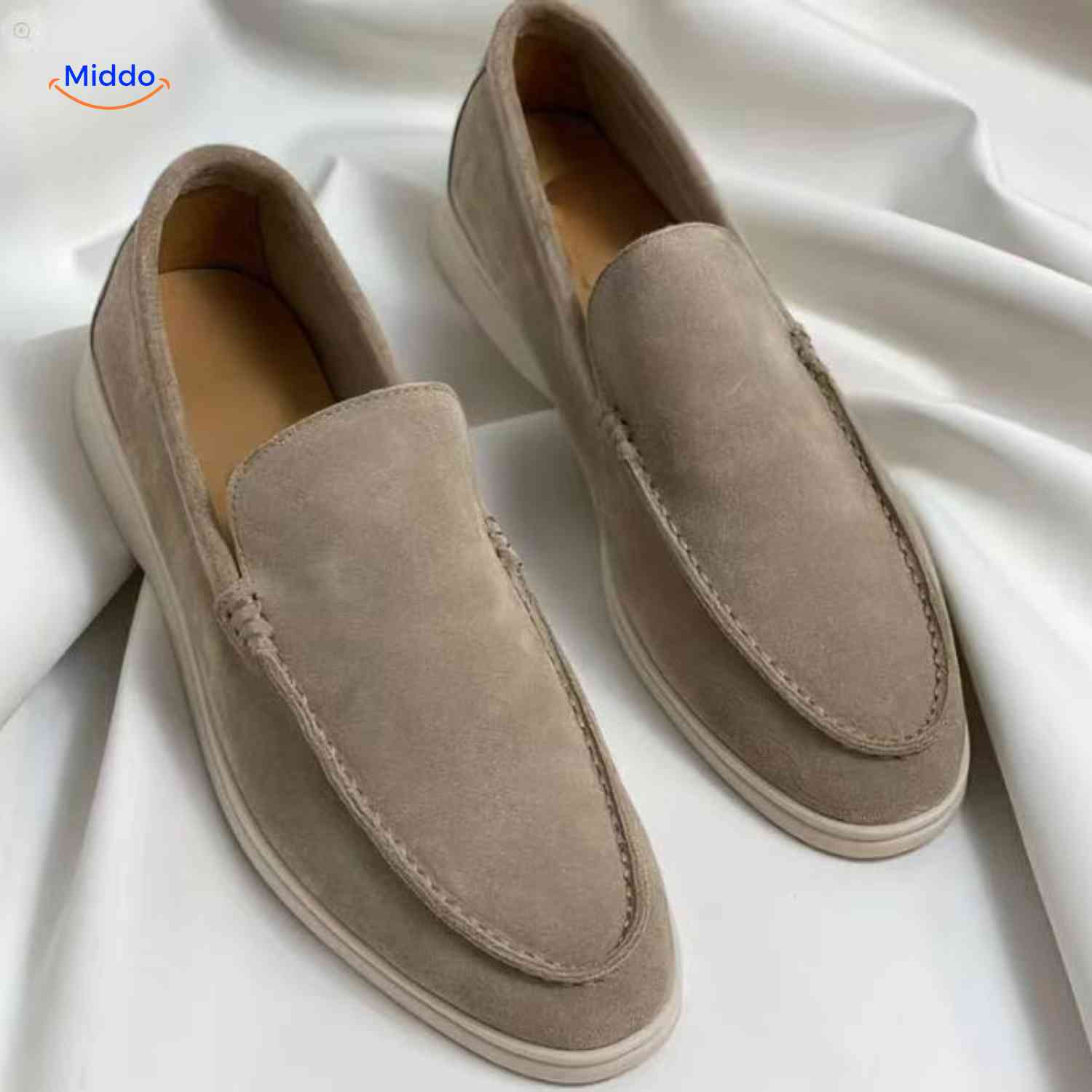 beckwin Slipper Taupe Wildleder klassischer Herren Slipper www.middo.de