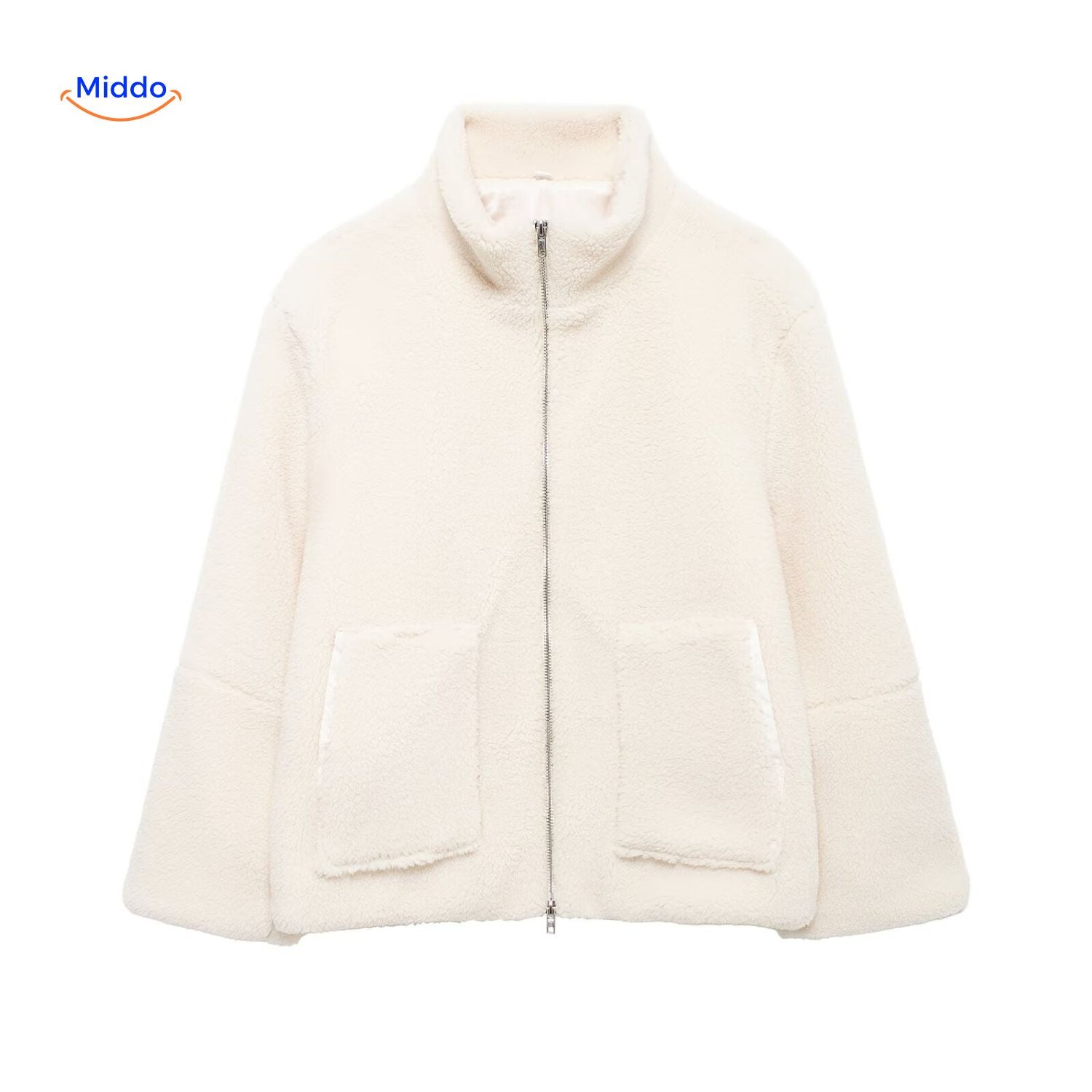 beige Teddy-Jacke leicht