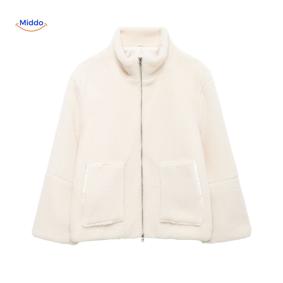 beige Teddy-Jacke leicht
